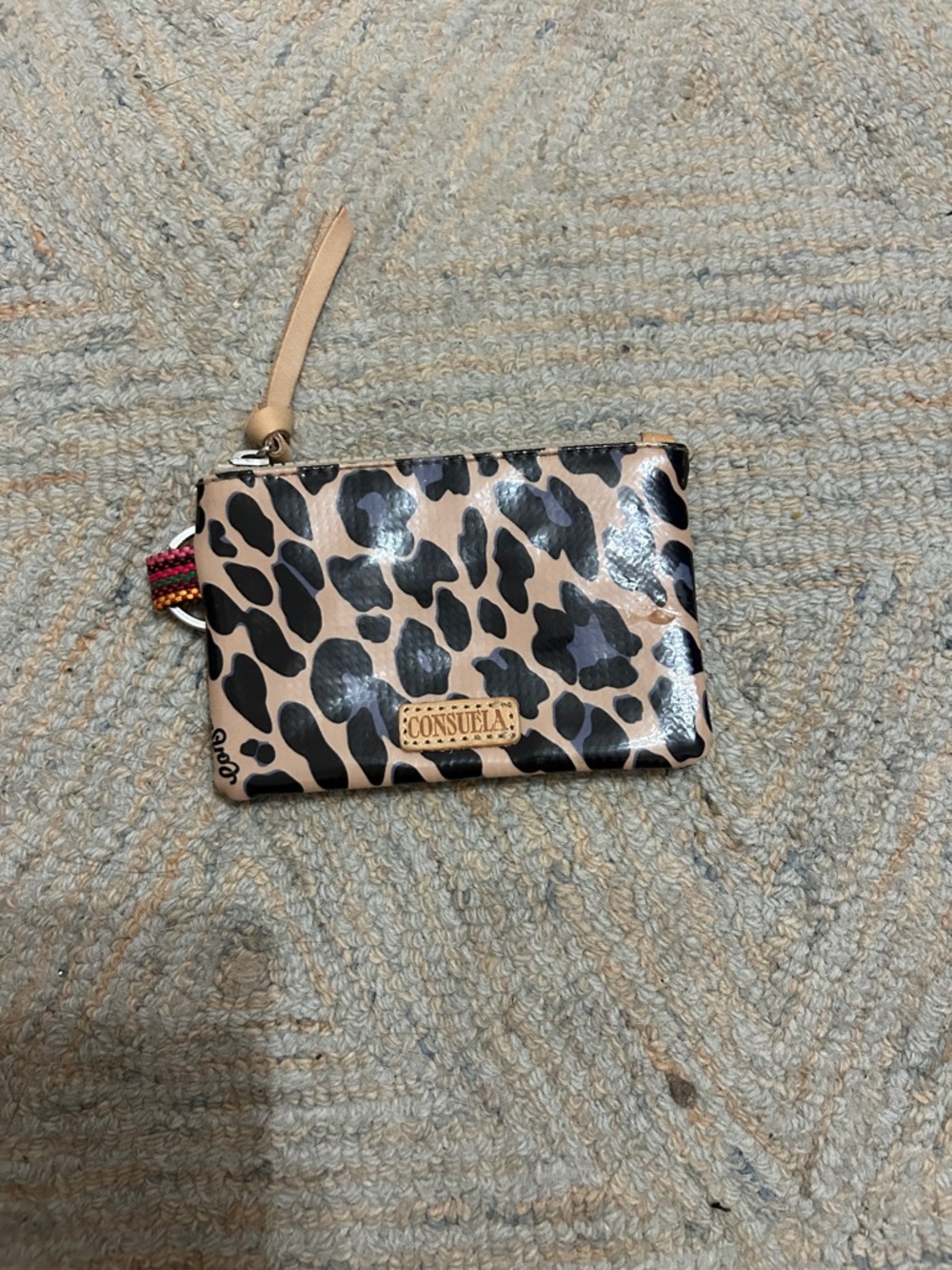Consuela Pink and Black Leopard Wristlet Pouch